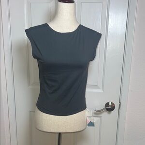 Grey Fitted‎ Muscle Tee with High Neck